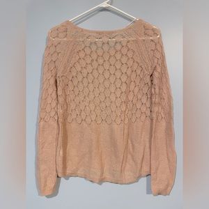 Peach sweater with cute woven lace accent detailing